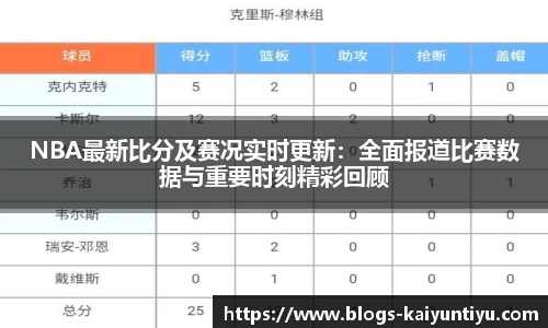 NBA最新比分及赛况实时更新：全面报道比赛数据与重要时刻精彩回顾